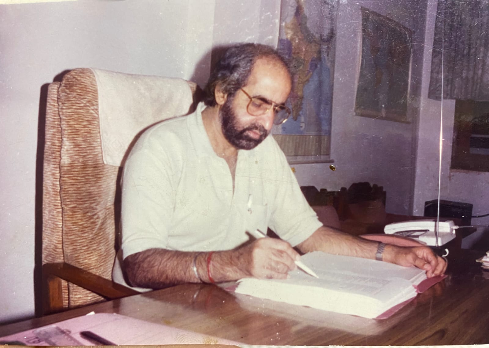 Prof. Dhillon at his desk, early 1980s